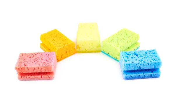 Conjunto de cinco esponjas coloridas — Fotografia de Stock