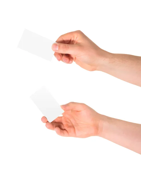 Telefoonkaart in een hand geïsoleerd — Stockfoto