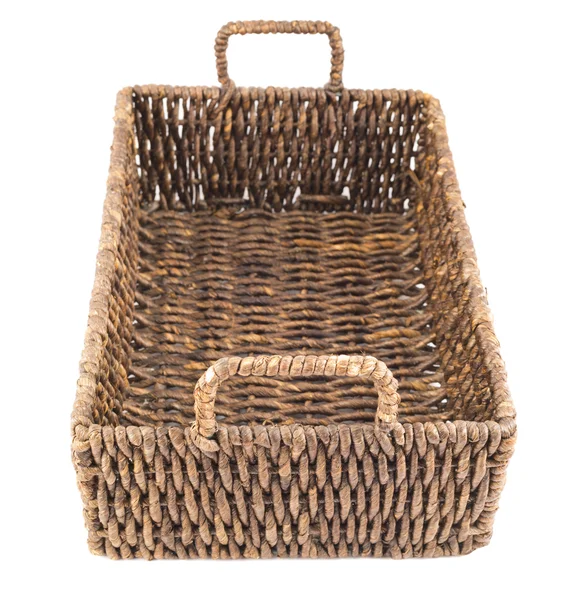 Brown wicker basket isolated — Stock Photo, Image