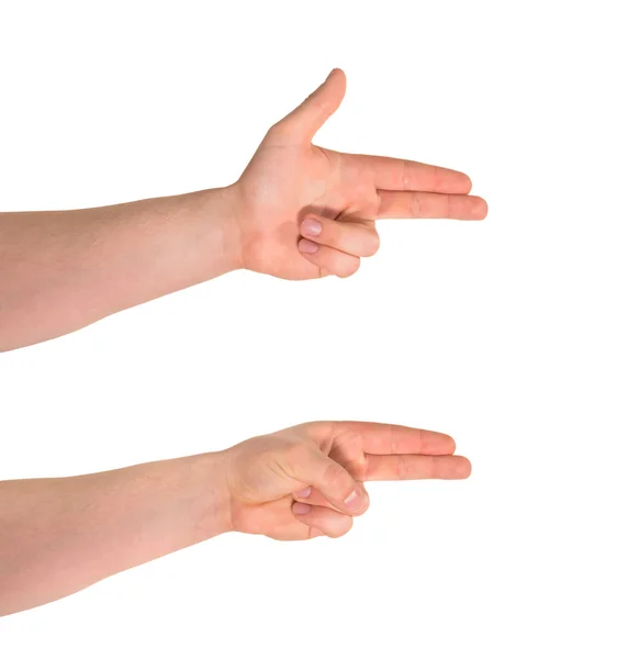 Pointing pistol-like hand gesture isolated — Stock Photo, Image