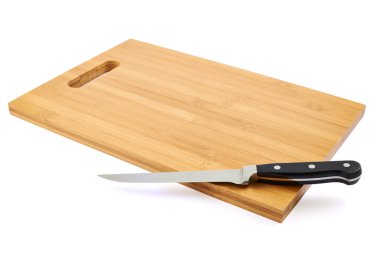 kesme tahtası üzerinde çelik mutfak bıçağı