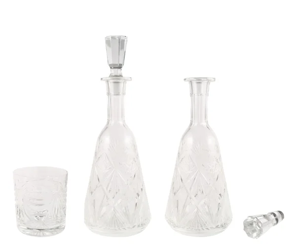 Bicchiere di vetro cristallo e vaso decanter — Foto Stock