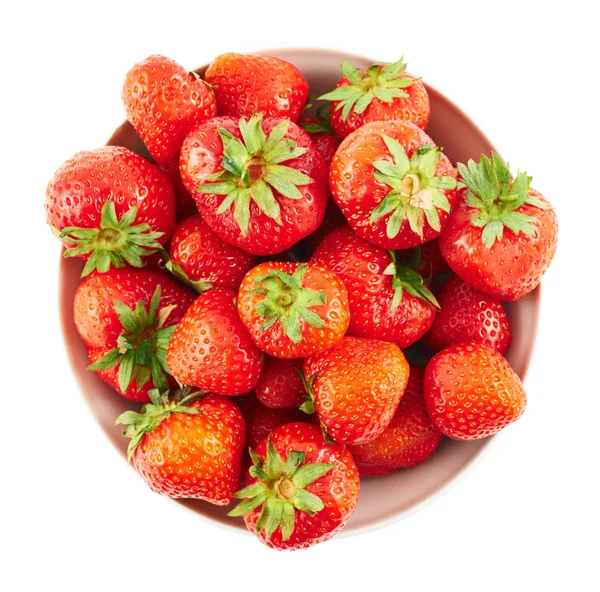 Bowl full of ripe strawberries isolated — Stock Photo, Image