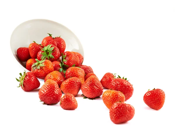 Scattered strawberries in a bowl — Stock Photo, Image