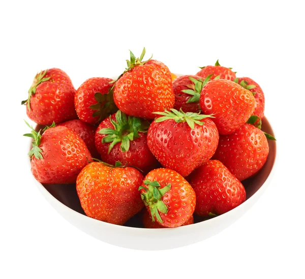 Bowl full of ripe strawberries isolated — Stock Photo, Image