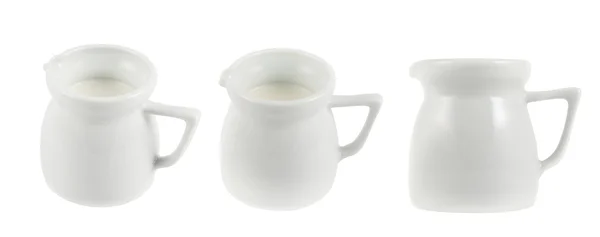 Milk pitcher white ceramic ewer isolated — Stock Photo, Image