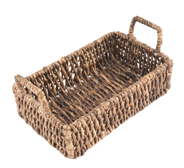 Brown wicker basket isolated — Stock Photo, Image