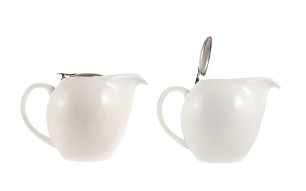 陶瓷茶壶带金属盖盖 — 图库照片