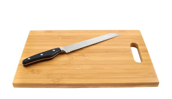 Cuchillo de cocina de acero sobre tabla de cortar — Foto de Stock