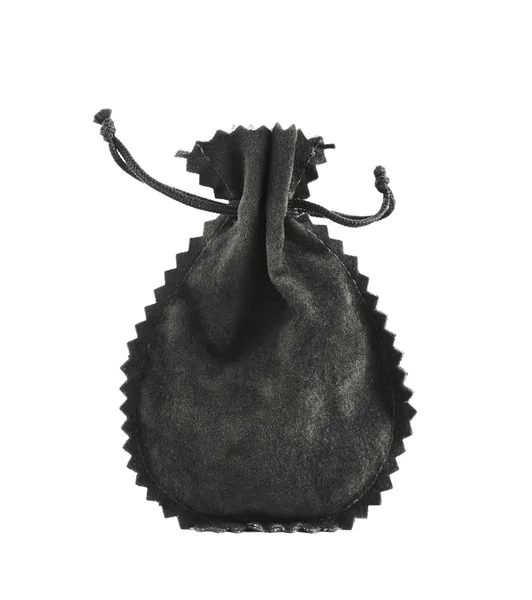 Black suede pouch isolated — Stock Photo, Image