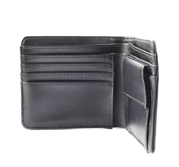 Black leather wallet isolated — Stock Photo, Image