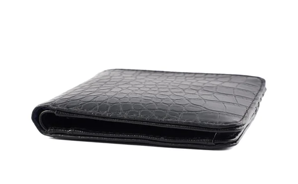 Black leather wallet isolated — Stock Photo, Image