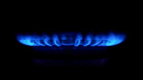 Gas stove as a blue fire — Stock Photo, Image