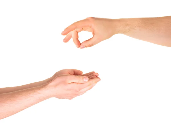 Prosząc o pomocy dłoń ruch ręka na białym tle — Zdjęcie stockowe