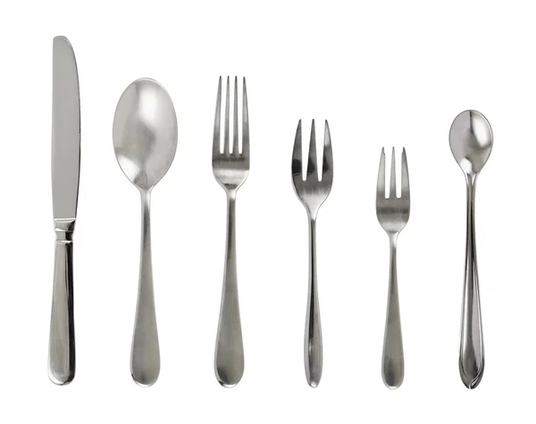 stock image Set of steel metal table cutlery