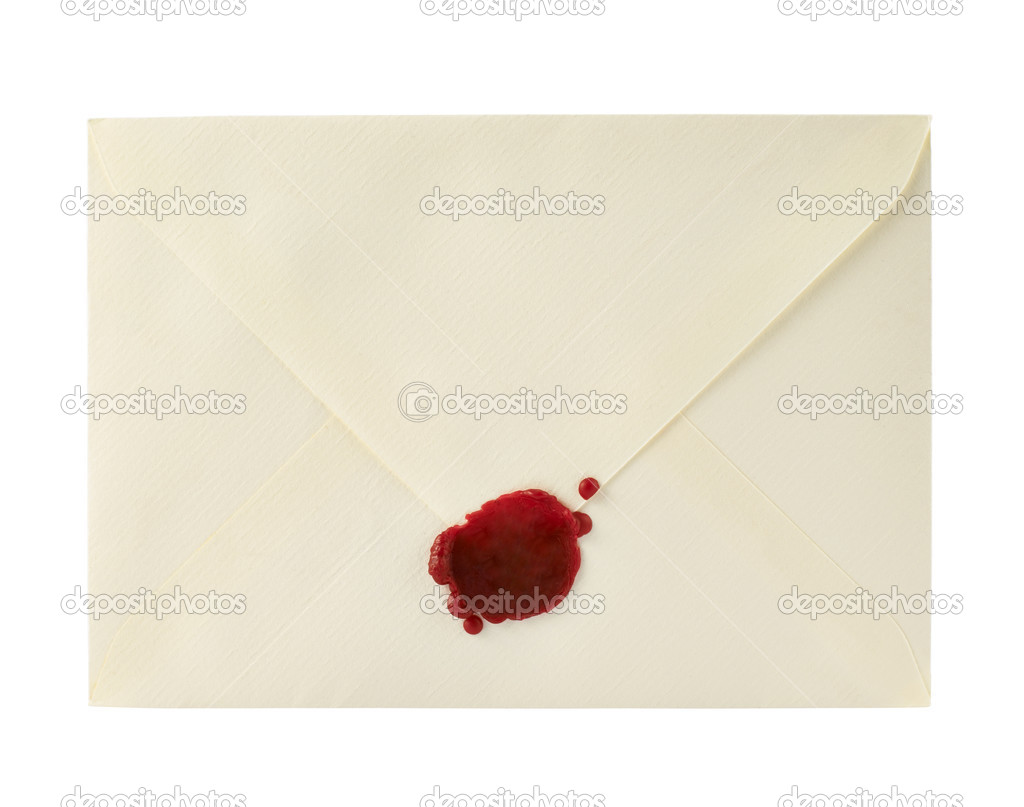 Envelope closed with a sealing wax