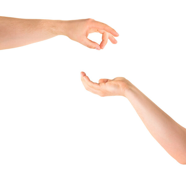 Begging for help hand gesture isolated