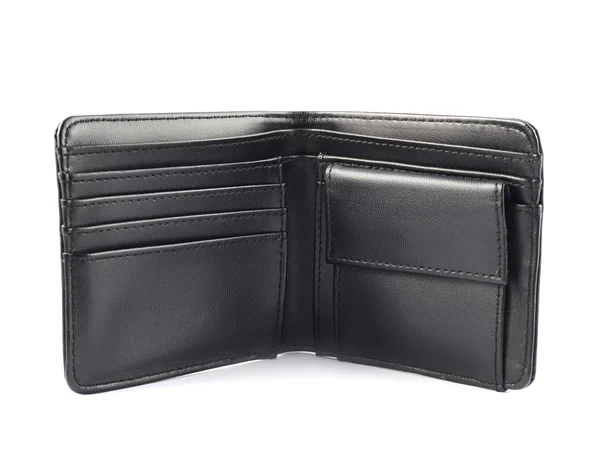 Black leather wallet isolated — Stock Photo, Image