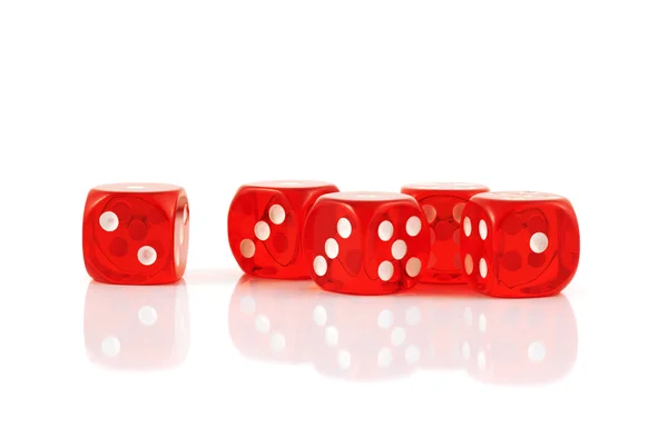 Red playing dices isolated — Stock Photo, Image