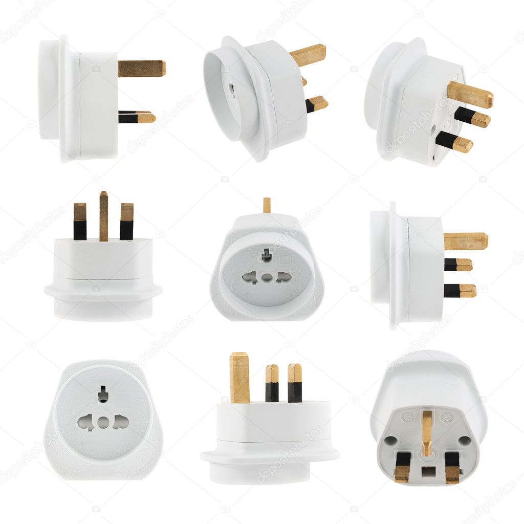 EU to UK converter plug adapter isolated — Stock Photo © exopixel 28892173