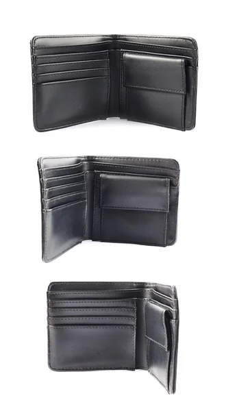 Black leather wallet isolated — Stock Photo, Image