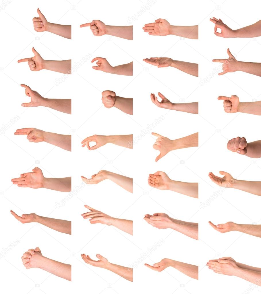 Hand sign and gesture collection isolated