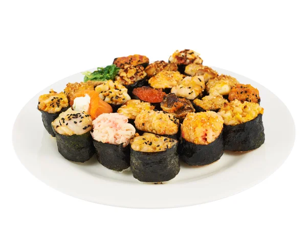 Sushi i en tallrik — Stockfoto