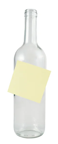 Glazen fles met een sticker — Stockfoto