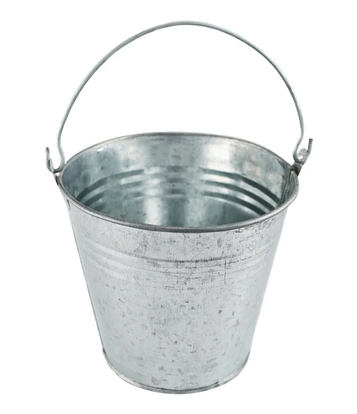 Metal zinc bucket isolated — Stock Photo, Image