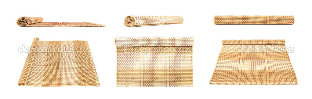 Rolled straw mat isolated