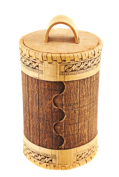 Caixa cilíndrica de madeira artesanal — Fotografia de Stock