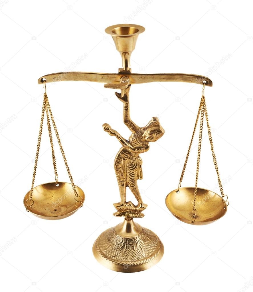 Metal two-pan scales statuette