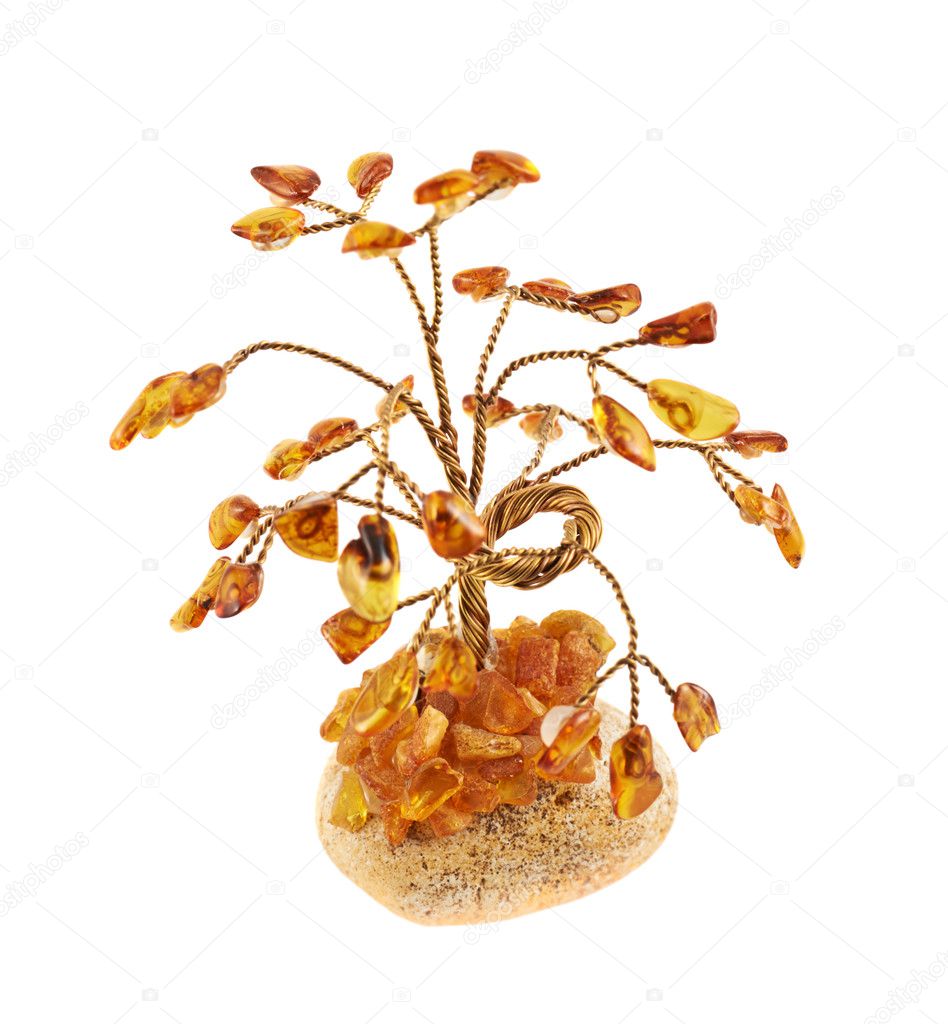 Tree statuette made of amber
