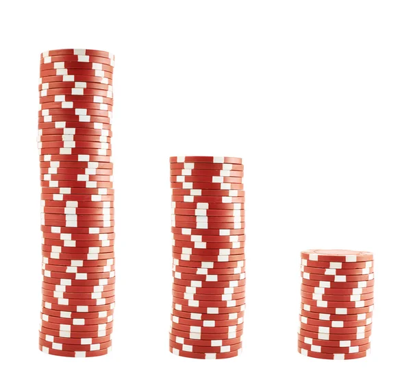 Tres pilas de fichas de casino — Foto de Stock