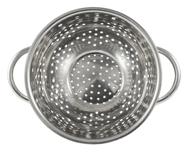 Steel strainer sieve metal bowl — Stock Photo, Image