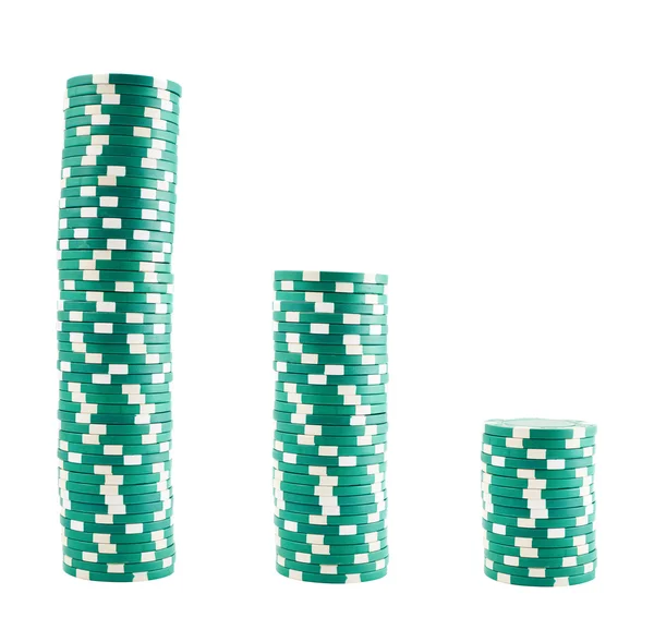 Tres pilas de fichas de casino — Foto de Stock