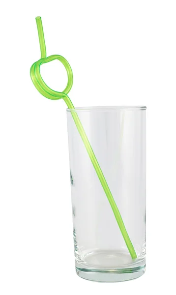 Высокий пустой стакан с соломинкой — стоковое фото