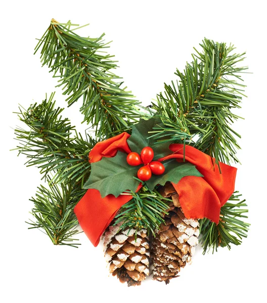 Jedle větev Vánoční dekorace — Stock fotografie