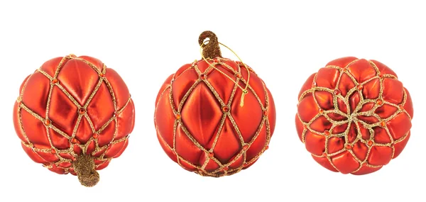 Bolas de decoração de Natal vermelho isolado — Fotografia de Stock
