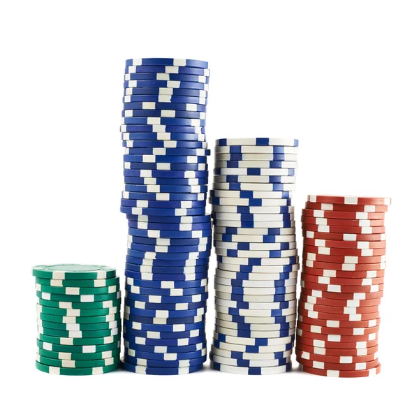 Casino playing chips stacks isolated — Stock Photo, Image