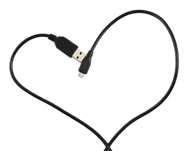 Cable USB en forma de corazón — Foto de Stock