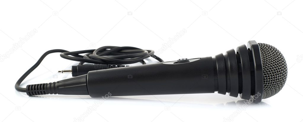 Black microphone isolated