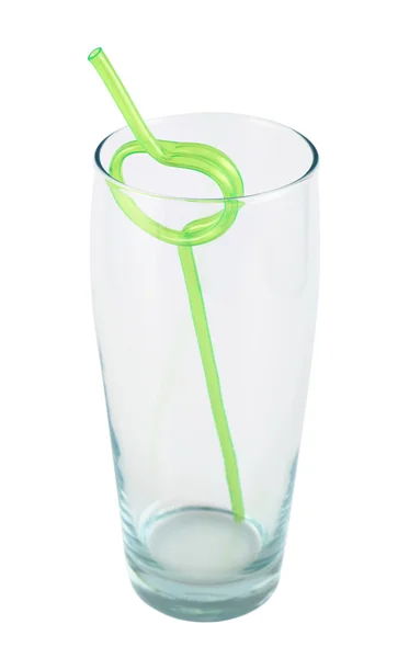 Alto copo vazio com uma palha — Fotografia de Stock