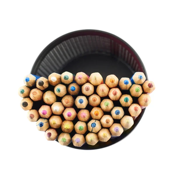 Pencil holder full of pencils — Stock Photo, Image