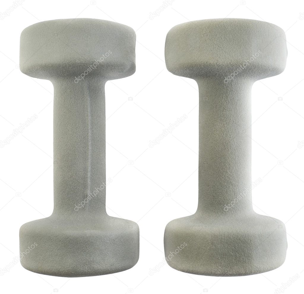 Gray soft dumbbell isolated