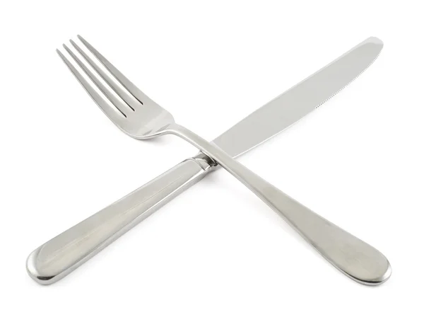 Tenedor cruzado y cuchillo de cocina —  Fotos de Stock