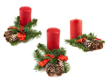 mum ve köknar ağacı dalı kompozisyon