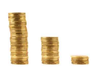 metal paralar izole yığını