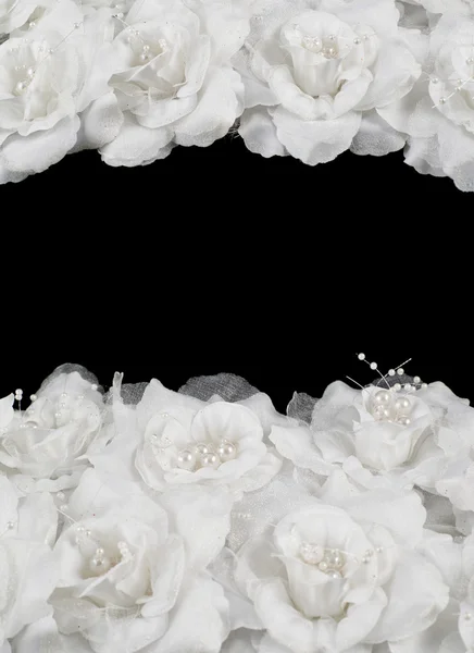 Artificial white roses background — Stock Photo, Image