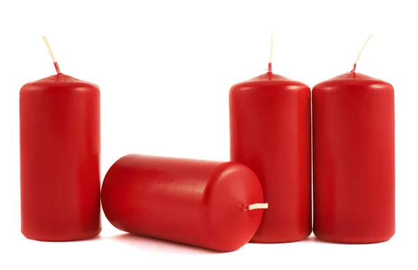 Rode wax kaars samenstelling geïsoleerd — Stockfoto